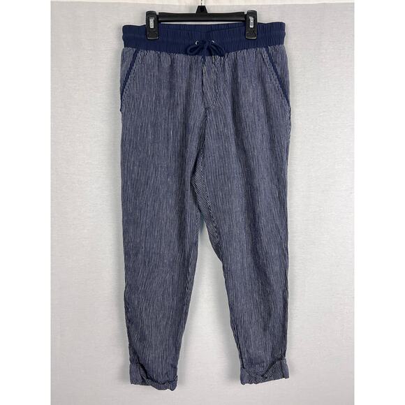 Athleta Pants Blue Stripe Bali Linen Nautical Beachy Coastal Grandma Summer - Picture 3 of 8